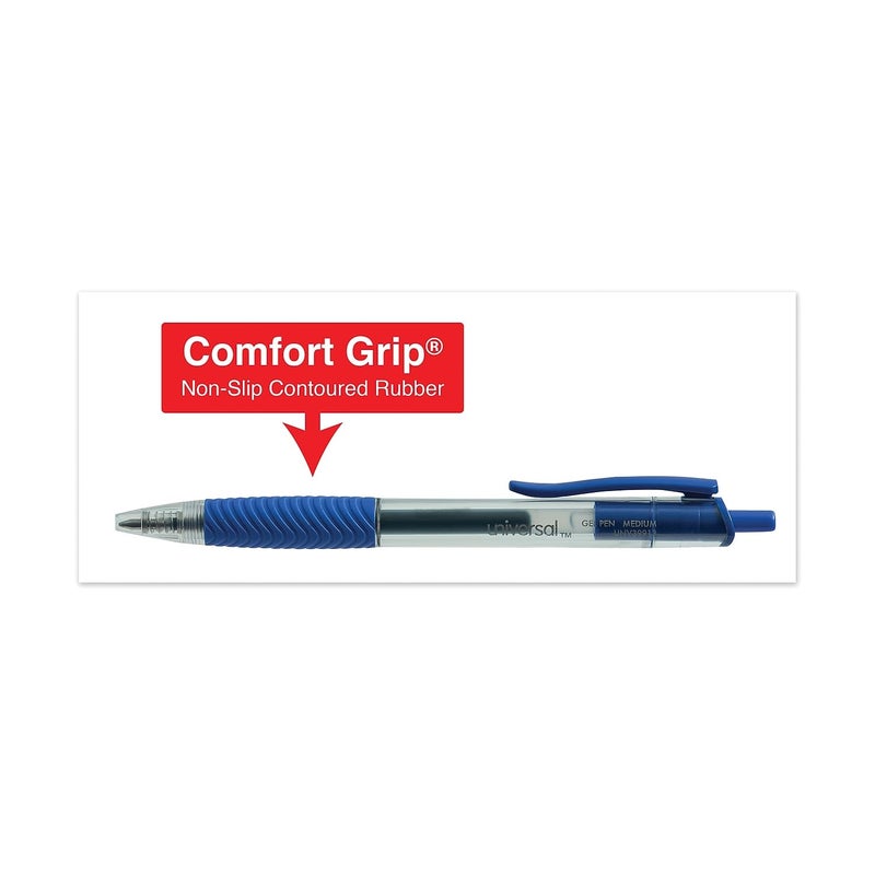 Universal Comfort Grip Gel Pen, Retractable, Medium 0.7 Mm, Blue Ink, Translucent Blue Barrel, Dozen - Image 5